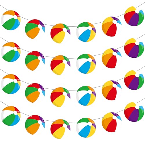 4pcs Beach Ball Banners Summer Beach Birthday Party Decorations P...