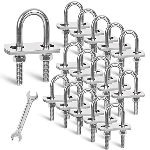 Image of 16 Sets M6 U-Bolts,u-Bolts 0.63 inch (16mm) Wide,U-Bolts with Nuts