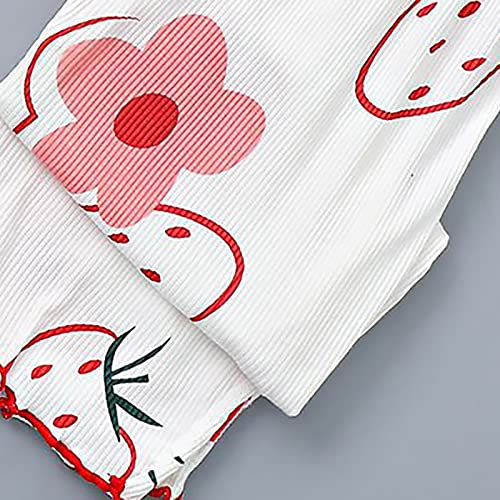 Toddler Girls Ribbed 𝐏a𝐣amas Set Short Sleeve Ruffle 𝐒lee𝐩wear with Long Pants Soft Cotton 𝐋oun𝐠ewear Cute 𝐍𝐢ghtwear4
