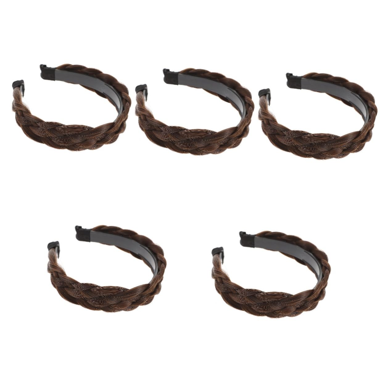 Beavorty 5pièces Bandeau Tressé Pour Femme Accessoire De Cheveux Élégant Postiche Pour Maquillage Sport Et Usage Quotidien Confortable Et Couleur Châtain