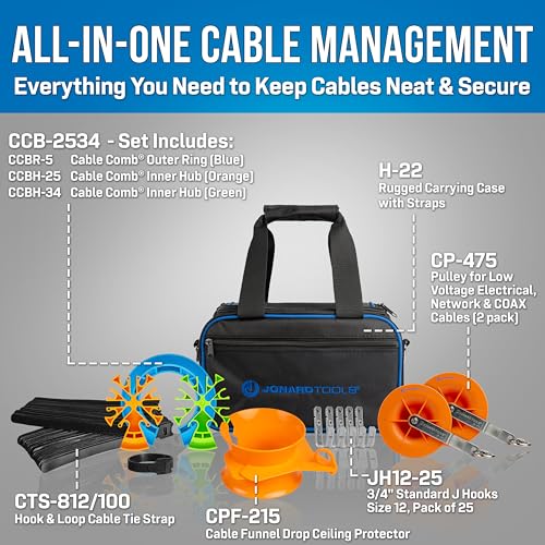 Kit de tracción de cables Jonard Tools TK-605 completo con peine y polea para gestión 2
