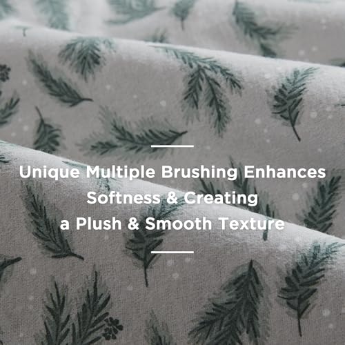 Image of Woolrich Cotton Sheet Set Cottage Charms Print, 100% Cotton Flannel Sheets Warm & Fuzzy Bedding Set Cal King Size Sheets, Fitted Pocket Fits Up to 14 inch Mattress, Cal King Pine Branches, 4 Piece