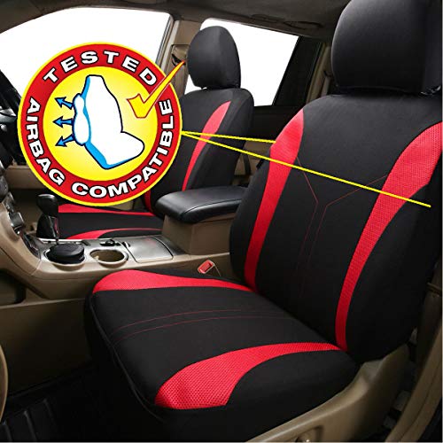 Flying Banner Fashion Mesh Universal Passform entworfen Auto Sitzbezüge Set (Vordersitze, Rot und Schwarz)