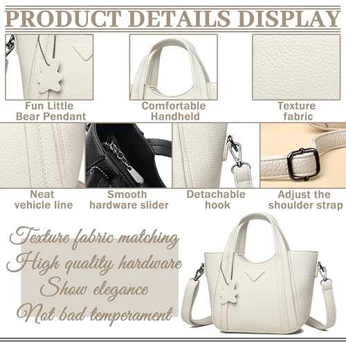 Soft Vegan Leather Shoulder Handbag Crossbody Hobo Bag For Women With Bear Pendant.3