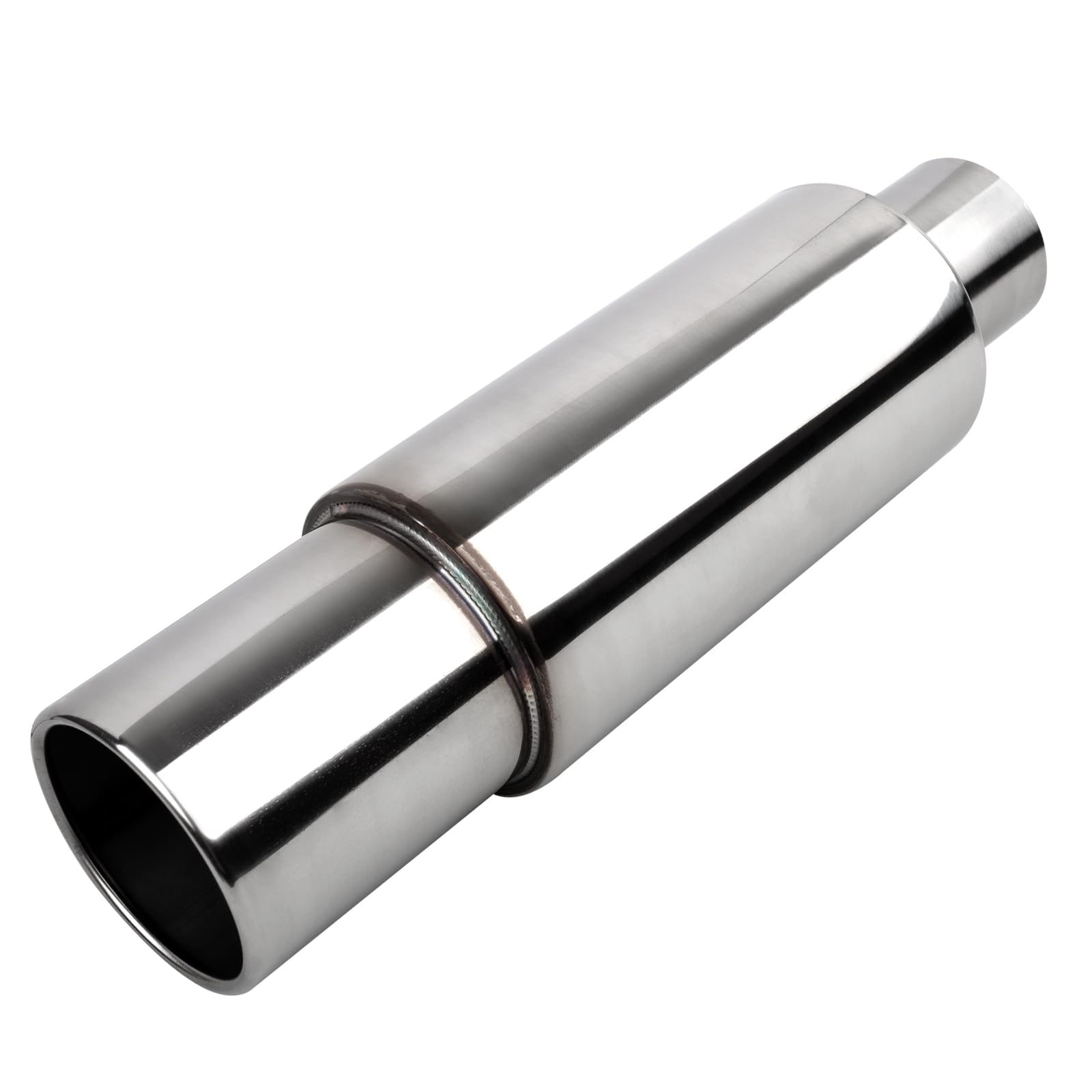 Vechkom 2.5 Inch (63MM) Inlet Exhaust Muffler Exhaust Silencer Resonator with Stainless Steel Muffler Pipe Tip Band Clamp Welding for Diesel Car Sedan