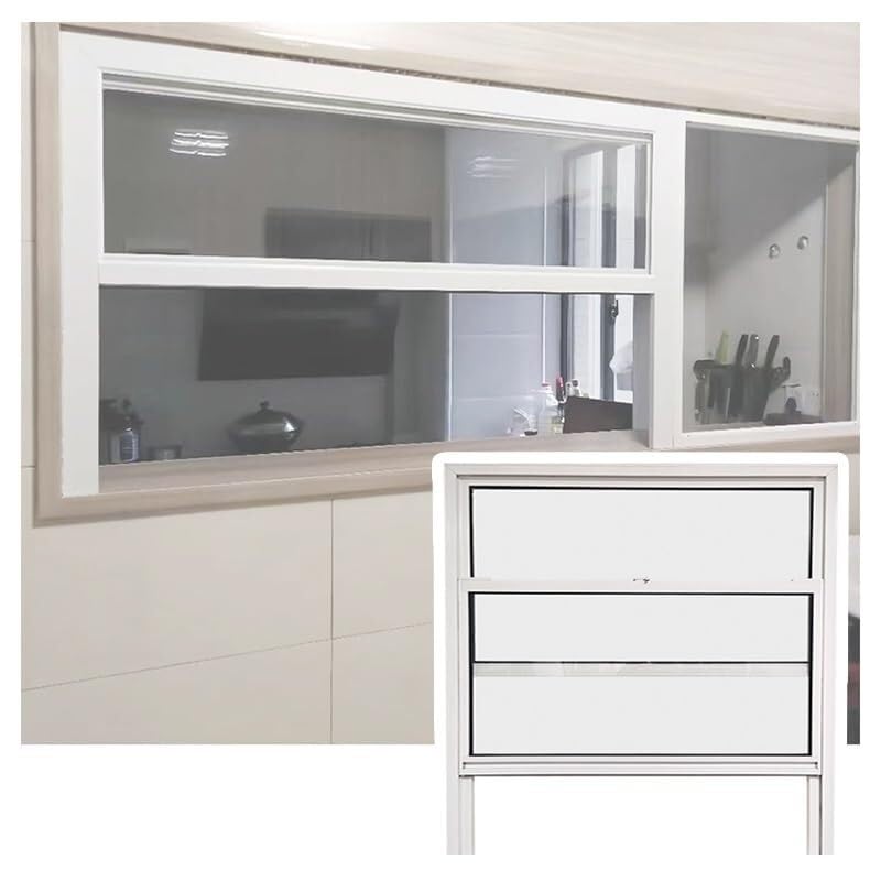 Ventana De Servicio For Food Trucks, Ventana De Vidrio Templado Empotrada con Ventana Corrediza De Aluminio For Garaje, Tienda, Restaurante, Baño.(30x60CM)