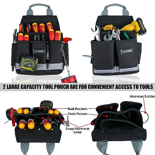 Image of MELOTOUGH Electrician Tool Belt with Suspenders Tool Bag Suspenders Tool Belt Combo Construction Tool Pouch Heavy Duty Suspension Rig for Electrician, Roofing,Contractor,Carpenter