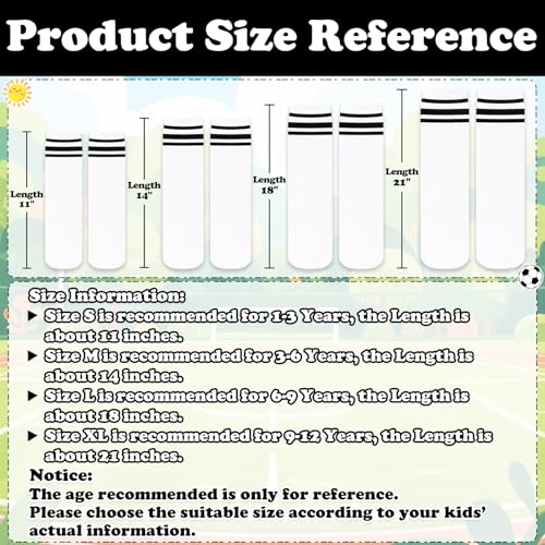Image of Sarfel Kids Soccer Socks Toddler Soccer Socks Girls Boys Soccer Socks Kids Tube Socks with Stripes Toddler Knee High Socks, 2 Pack Black /White, White /Black, 3-6 Years