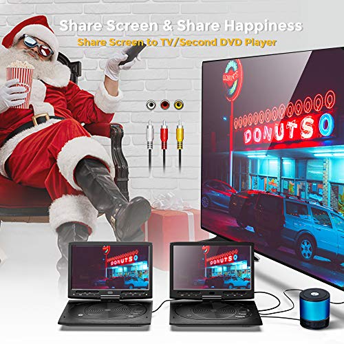 MYDASH Portable DVD Player 12.5" for Car, Kids DVD Player with 10.1" HD Swivel Display Screen, SD Card Slot and USB Port, Car Headrest Mount Provided, Exclusive Button Design, Black