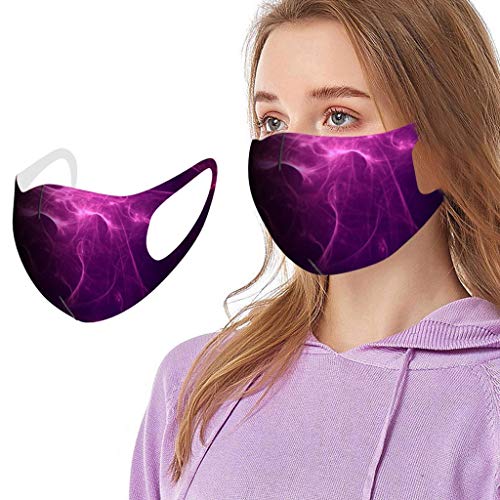 5PC Face Protection for Adults Reusable Washable Face Bandanas Printing Masquerade with Elastic Strap Earloops Breathable Dustproof for Women and Men Office Daily Use