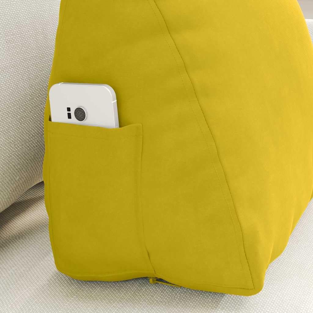 Cuscino per schienale 45 x 20 x 35 cm, in tessuto a coste, comodo cuscino lombare per divano, poltrona e ufficio, giallo, con rivestimento sfoderabile e cerniera
