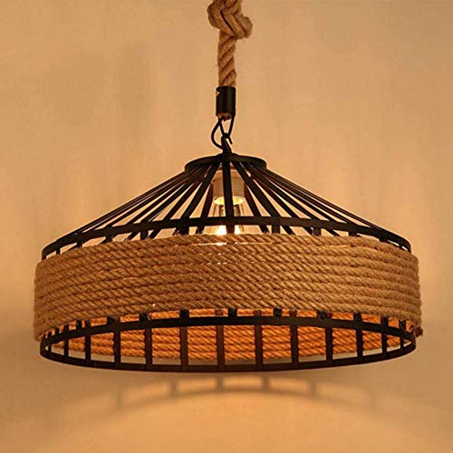 Candelabro de hierro forjado y cuerda rústica con diseño exclusivo para salón industrial 3