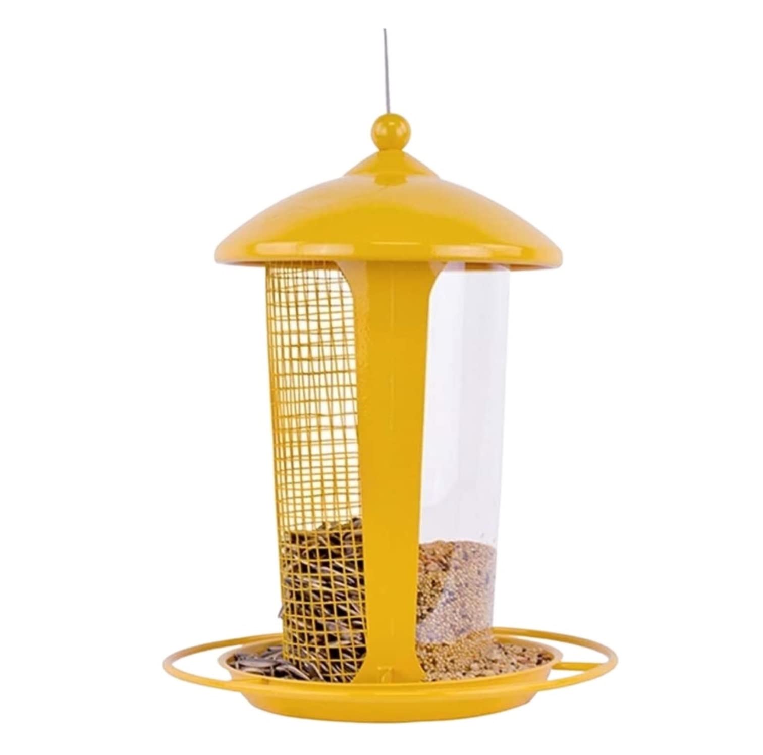 Vogel Futterhaus Hängender Vogelfutterspender Für Haustiere Im Freien Mit Dach Und Tablett Für Gartendekorationen Garten Deko(Yellow)
