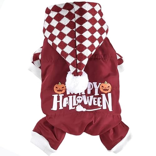 JPETTO犬服 つなぎ ダウンコート 雪遊び ドッグウェア パーカー 冬服 ペット 猫服 ダウンジャケット 裏起毛 犬の服 ジャケット 猫服 ダウンベスト 暖かい 防寒着 子犬 トイプードル チワワ服 お散歩25-H2317Wレッド2XL