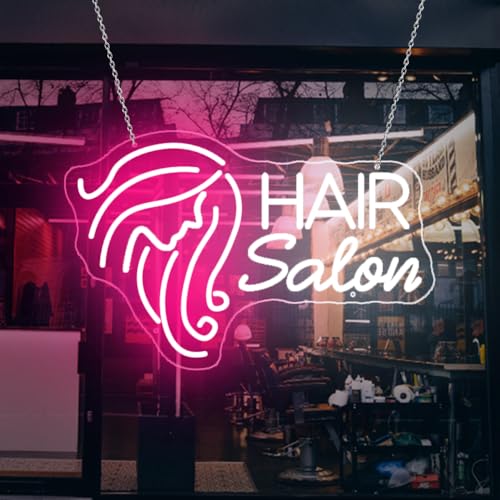 Image of Hair Salon Neon Sign for Wall Decor, LED Neon Signs Lights, Pink Salon Hair Tech Decor Neon Signs for Barber Shop, Beauty Salon Studio Beauty Room Business Sign