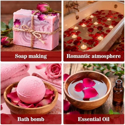 Image of Sukh 7 oz Dried Rose Petals - Dry Rose Petals Real Rose Petals Dried Organic for Rose Bath Spa Rose Quartz Candle Soap Making Wedding Confetti Resin Jewelry DIY Crafts Accessories