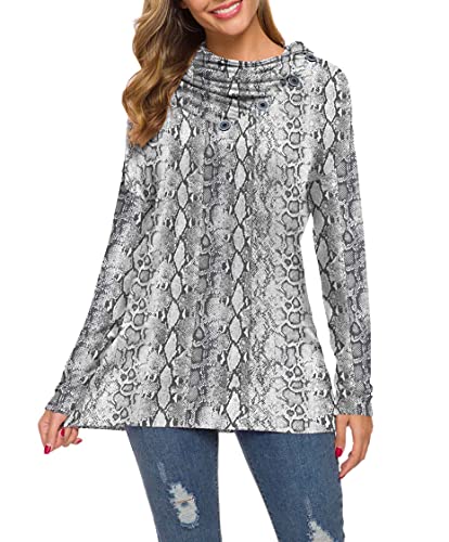 Image of WEACZZY Women's Long Sleeve Shirts Button Cowl Neck Casual Loose Tunic Tops Blouse Dressy Fashion 2026