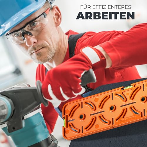 Bohrschablone für Steckdose Schalterdose Unterputzdose Hohlwanddose Hohlraumdose 71mm Abstand Elektriker Wasserwaage für Elektroinstallation im Rohbau und Trockenbau MaKoen Bohrschablone Light