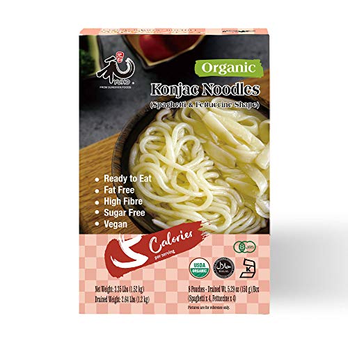 YUHO Organic Shirataki Konjac Pasta Variety 8 Pack Inside, Vegan, Low Calorie Food, Gluten Free, Fat Free, Keto Friendly, Zero Carbs, Healthy Diet Pasta 53.61 Oz, 4 Noodles, 4 Fettuccine - Thumbnail 2