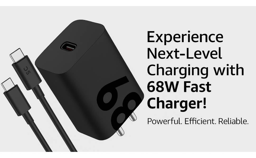 Image of Motorola 68W Gan Turbo Power Fast C-Type Charger for Motorola Edge 60 Pro /Fusion /Edge 50 Fusion /Edge 50 Ultra /50 Pro /Razr 50 Ultra /Moto G45 /G54 /Moto E40 /Moto G35 & Support Other USB C Device, Black