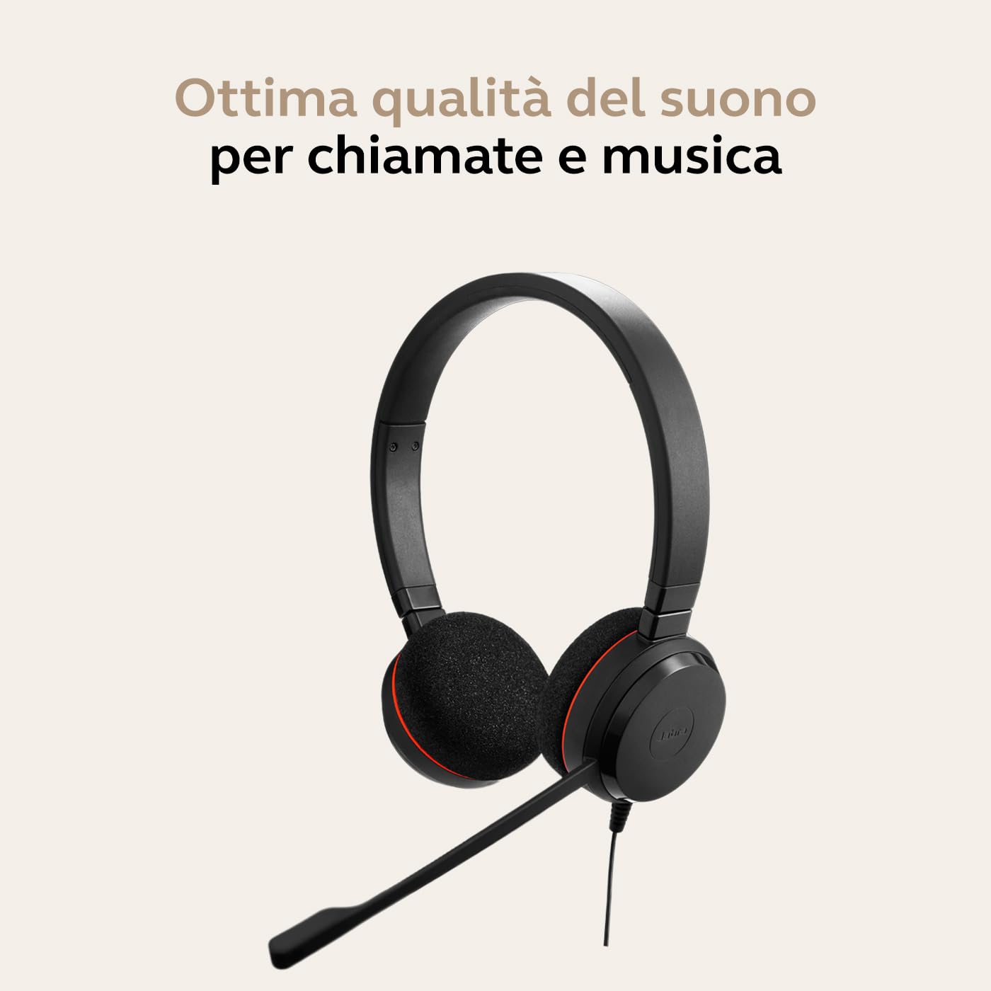Jabra Evolve 20 Cuffie Stereo Cuffie certificate per Microsoft Teams, softphone VoIP e con funzione Noise Cancelling Cavo USB con controller Nero