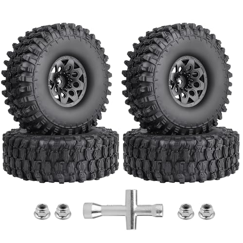 HobbyPark Pre Mounted 12mm Hex Plastic 1.9 Beadlock Wheels and Tires Height 120mm / 4.72inch...