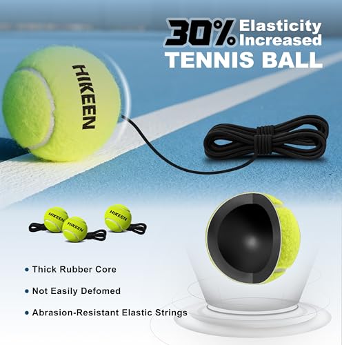 Image of Hikeen Premium Tennis Trainer Rebound with Metal Base,Portable Solo Tennis Trainer Set with 3 Highly Elastic String Balls,Tennis Practice Equipment for Adult Kids an Beginners