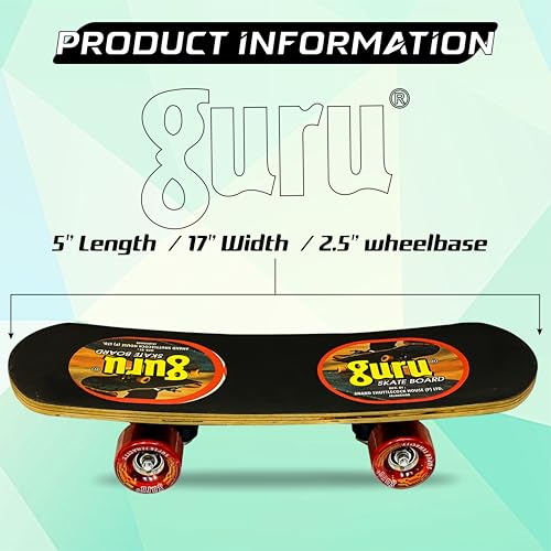 Image of GURU Skateboard, Wooden Non-Slip Skateboard for Kids, Adult, Casterboard /Skate Board /Hoverboard /Longboard for Beginners, Learners, Training Purpose for All Age Group