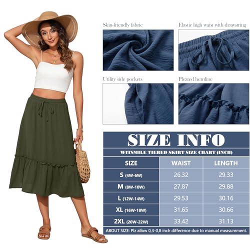 Image of Witsmile High Waist Tiered Skirts for Women Flowy Skirts for Women Long Length with Pockets 2026 Fashion Trendy