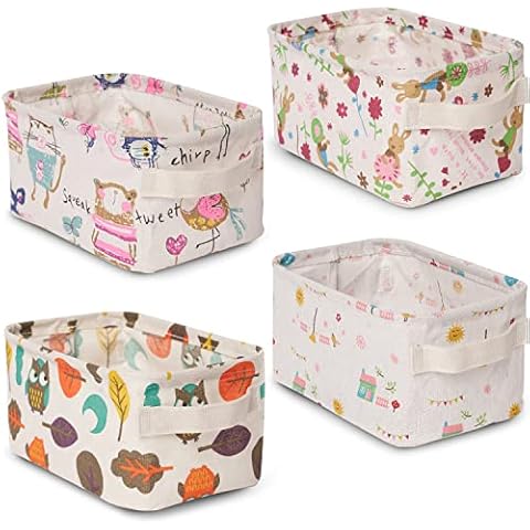 EZOWare 4 Pcs Caja de Almacenaje de Tela Plegable Cover