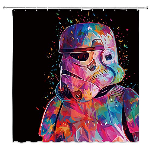 AMFD Star Wars Rideau de douche de salle de bain 177 x 177 cm Polyester imperméable résistant à la moisissure Lavable sans PVC chlore et odeur chimique Crochets inclus 70 x 70 Inches Multi 8064