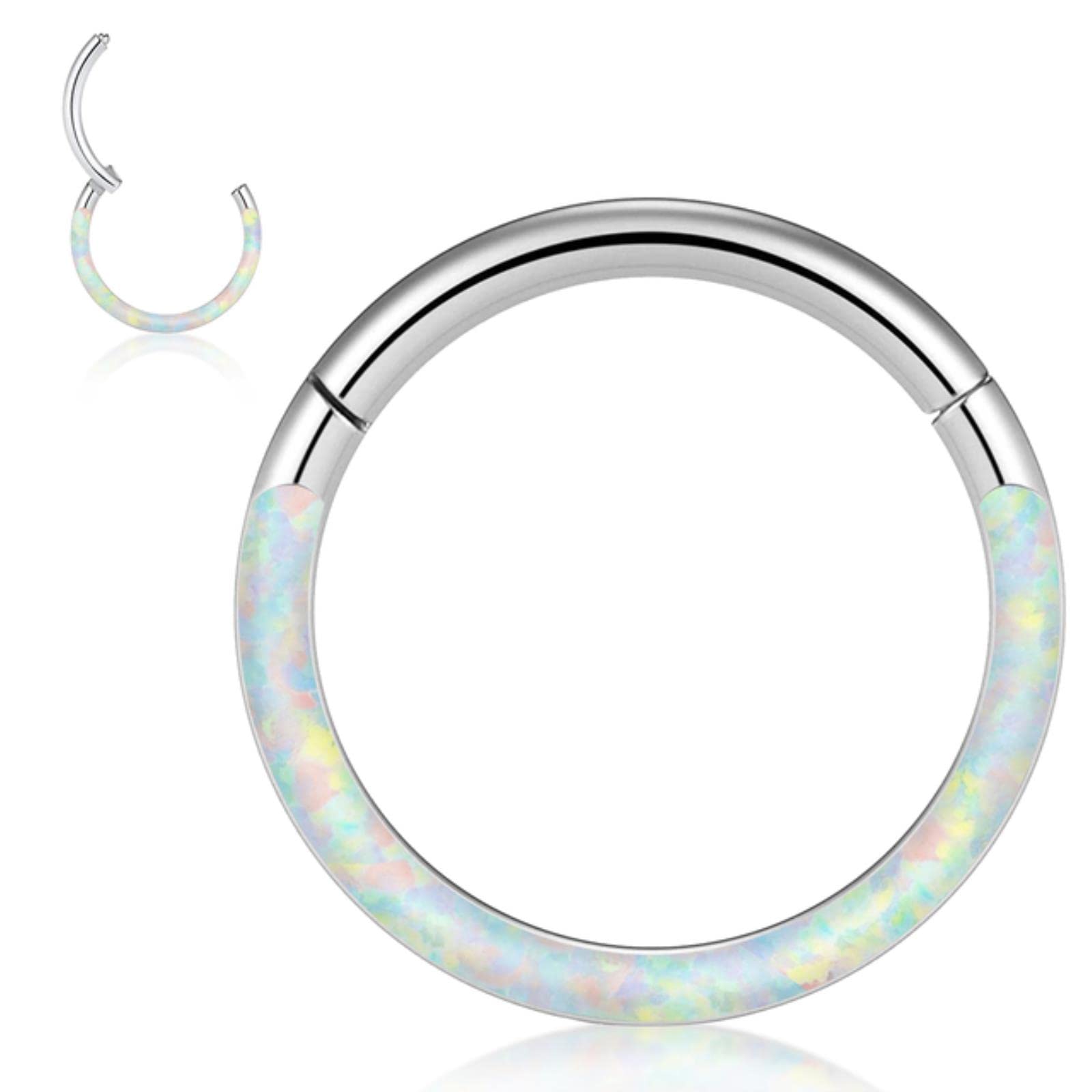 DAOMEI Pieza De Aro De Ópalo Pendiente Tragus Helix Cartílago Labio Oreja Anillos Cuerpo Daith Anillo Piercing Joyería Clicker Nariz Tabique Anillo