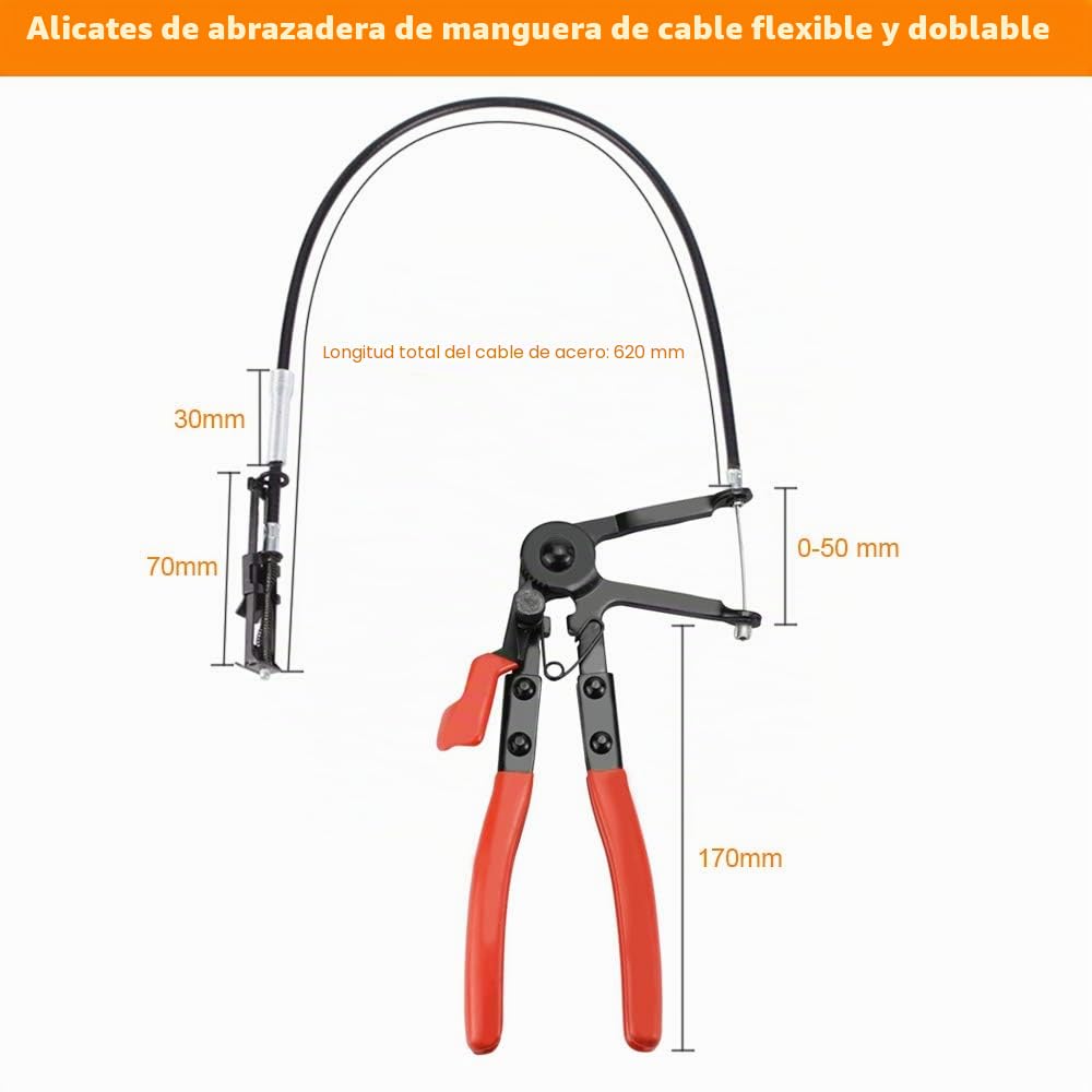 Alicate de Abrazaderas con Cable de Alambre 62 cm para Mangueras Galvanizado, Tubos y Manguitos del Coche, Radiador, Resortes, Tuberías