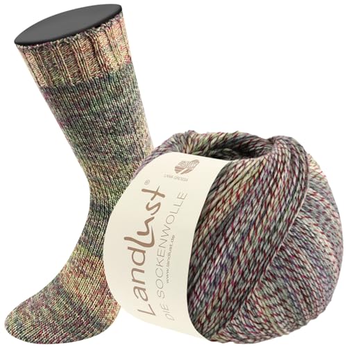 LANA GROSSA Landlust die Sockenwolle | Garn aus Merinowolle in verschiedenen Farben | Handstrickgarn aus 80% Schurwolle (Merino) & 20% Polyamid | 100g Wolle zum Stricken & Häkeln | 420m Garn FB 214