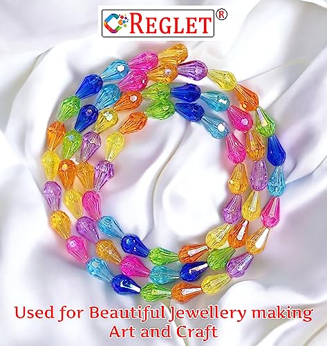 Image of 920 Pcs Multicolour Drop Crystal Beads for Jewellery Making Kit, DIY Beads for Bracelet Making Kit, Beading, Beadwork, Crafting, Embroidery, Bead Craft, Pearls for Craft - 240g, 12mm*8mm