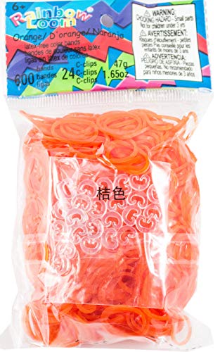 ~Brand New~ Rainbow Loom Orange Jelly Rubber Bands Refill + C-clips
