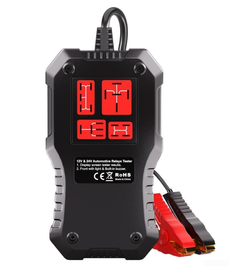 Tester per batterie e relè automobilistici per sistemi da 12 V 24 V con test di carico di avviamento, controllo dell'uscita dell'alternatore e analisi della batteria