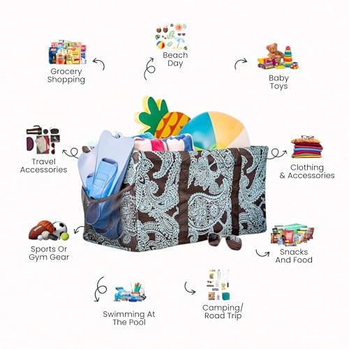 Image of Extra Large Utility Tote Bag - Oversized Collapsible Pool Beach Canvas Basket