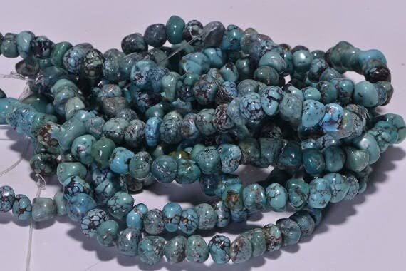 Perles turquoise Nevada naturelles pépites 16" pour création bijoux