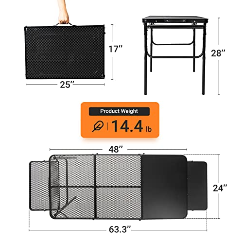Coastrail Outdoor Camping Folding Grill Table Portable Lightweight Metal Grill Stand For Outdoor With Adjustable Height, 4 Feet #TOP2