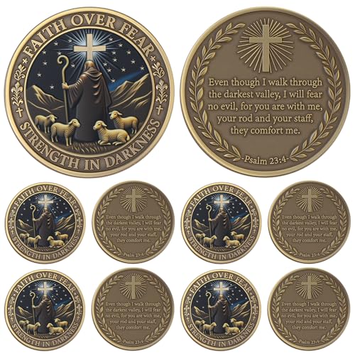 Aurelema 10 Pcs Faith Over Fear Christian Religious Coin Christian