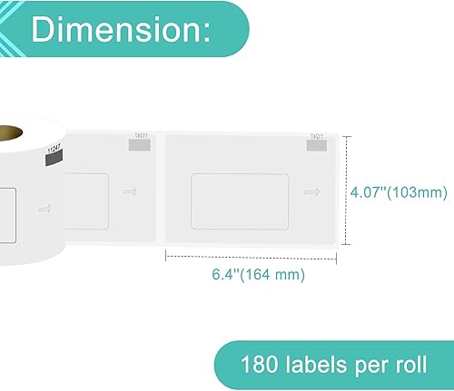 Miniatura 2 de NineLeaf (6 rollos, 1080 etiquetas) compatibles con Brother DK1247 DK-1247 de 4.07 x 6.4 pulgadas (4.055 x 6.457 in) de papel blanco grande