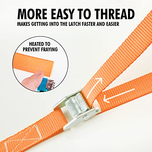 Cartman 1" X 12'Lashing Straps Cargo Tie-Down Strap Up To 600Lbs, 10Pk In Carry Bag, Orange #TOP2