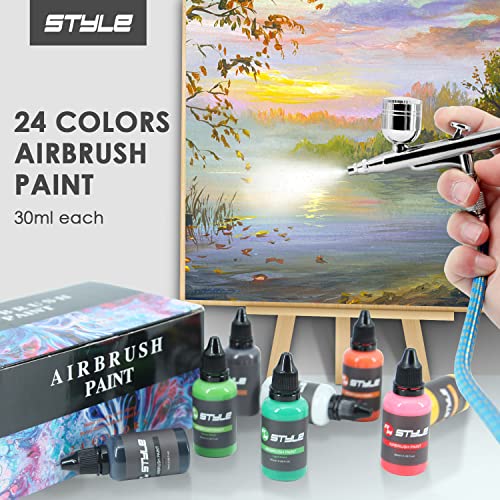 Airbrush-Paint 24 Colors Airbrush Paint Set 24X30Ml Colors, Opaque & Water Based Acrylic Airbrush Paint, Leather & Shoe Airbrush Paint Kit,Rich Vivid Colors For Artists, Students, Beginners #TOP4