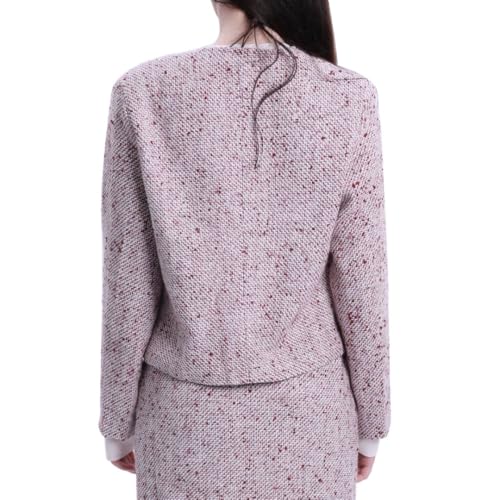 Amazhiyu Women's Wool Cropped Tweed Jacket Blazer Button-up Slim Fit with Pockets3
