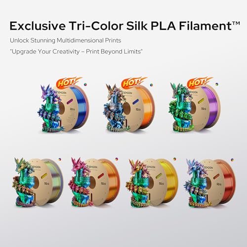 Image of Tri-Colors Silk PLA Filament 3D Printer Filament 1.75mm±0.02mm, High Speed Printing Metal Filament,1KG Spool(2.2lbs),Red /Yellow /Purple