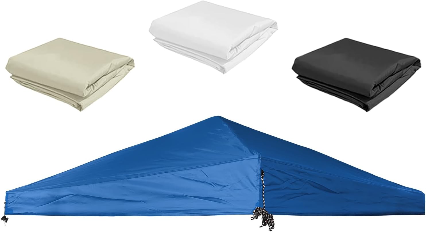 10x10 Canopy Replacement Top,Sliver-Coated Pop Up Canopy Tent Top Cover Roof with Ropes and Velcro,UV Waterproof for Outdoor Garden Patio Pavilion Sun Shade (Top Only, Blue)