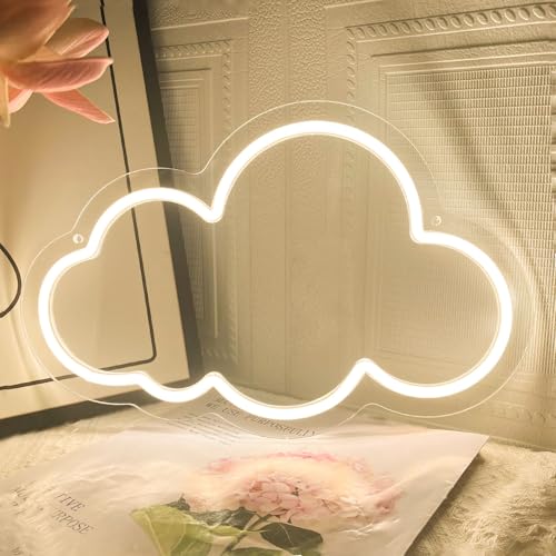 Image of Cloud Neon Sign Cute Warm White Clouds LED Light Sign for Wall,13 * 7.9in Dimmable USB Floating Clouds Light Up Sign for Living Room Kid Bedroom Nursery Birthday Christmas Wedding Party decor
