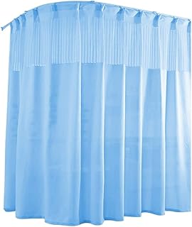 Cortina divisoria de privacidad con sistema de riel flexible, cortina divisoria para hospitales, cubículos para oficinas, salones de belleza, tiendas de ropa y probadores (color: azul, tamaño: 5 x 2