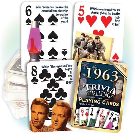 Flickback 1963 Trivia Playing Cards: Great Anniversary or Birthday Gift